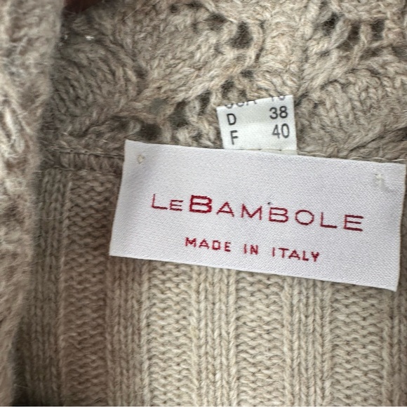 Le Bambole 2 Piece Cardigan Sweater Skirt Knit Womens 10 12 Large Medium Tan - Picture 3 of 12